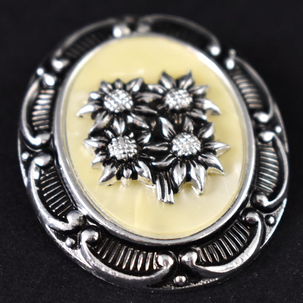 Sunflower Cameo Vintage Scarf Clip Cats Like Us