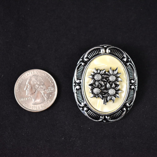 Sunflower Cameo Vintage Scarf Clip Cats Like Us