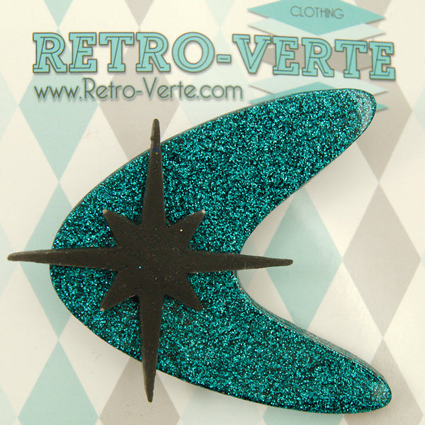 Teal Atomic Starburst Brooch Cats Like Us