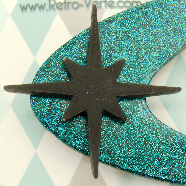 Teal Atomic Starburst Brooch Cats Like Us