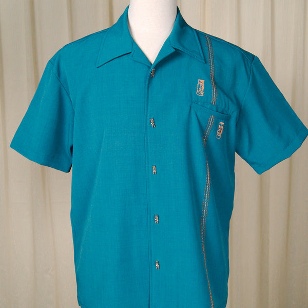 Teal Tiki Retro Stitch Shirt Cats Like Us