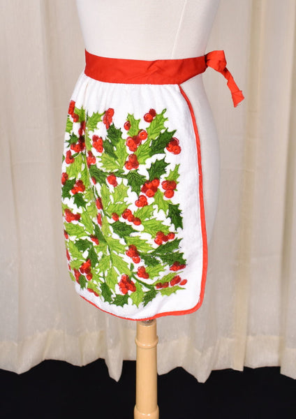 Terrycloth Holly Holiday Vintage Apron Cats Like Us