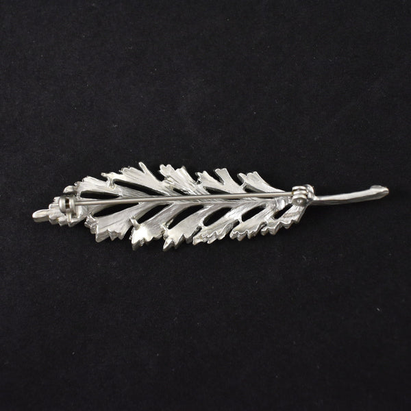 Thin Silver Leaf Brooch Cats Like Us