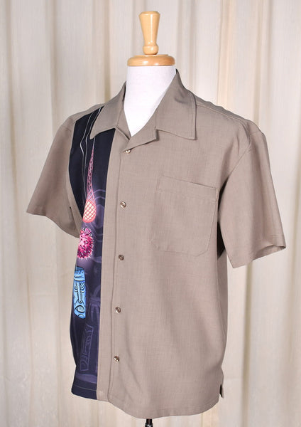 Tiki Lights Panel Bowling Shirt Cats Like Us