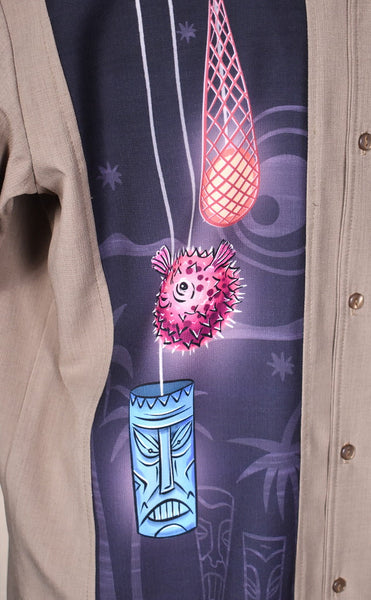 Tiki Lights Panel Bowling Shirt Cats Like Us
