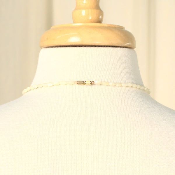 Tiny Pearl & Blue Bead Necklace Cats Like Us