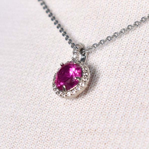 Tiny Pink Rhinestone Necklace Cats Like Us