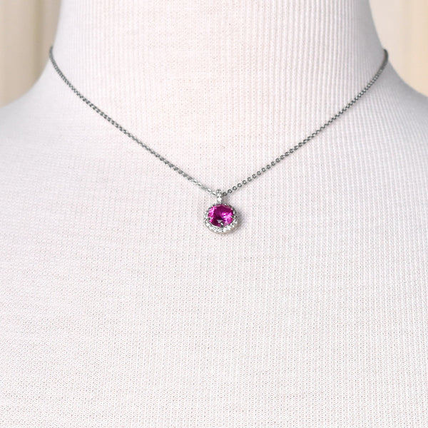 Tiny Pink Rhinestone Necklace Cats Like Us