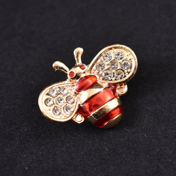 Tiny Rhinestone Red Bee Brooch Cats Like Us