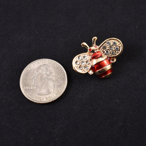 Tiny Rhinestone Red Bee Brooch Cats Like Us