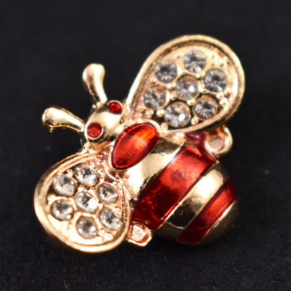 Tiny Rhinestone Red Bee Brooch Cats Like Us