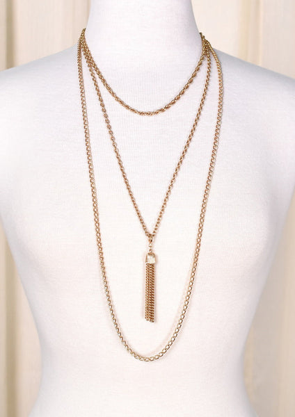 Triple Chain Tassel Necklace Cats Like Us