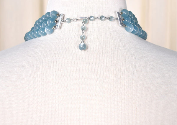 Triple Ice Blue Bead Necklace Cats Like Us
