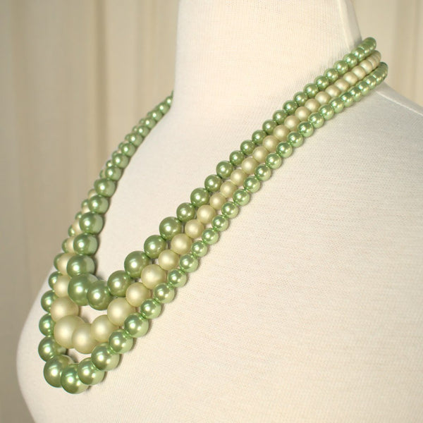 Triple Lime Pearl Necklace Cats Like Us