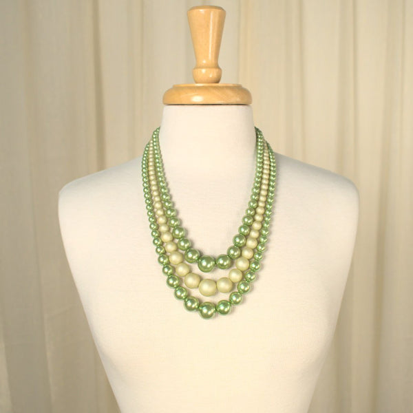 Triple Lime Pearl Necklace Cats Like Us