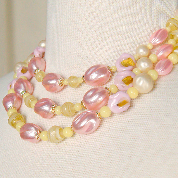 Triple Pink & Yellow Necklace Cats Like Us