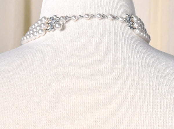 Triple White Pearl Necklace Cats Like Us