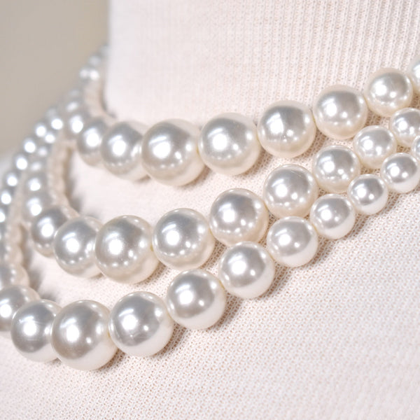 Triple White Pearl Necklace Cats Like Us