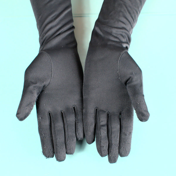 Very Long Vintage Black Gloves Cats Like Us
