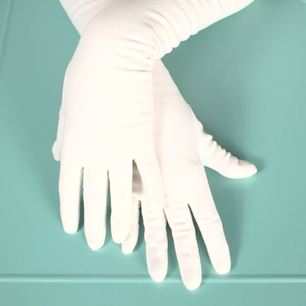 Very Long White Pearl Gloves Cats Like Us