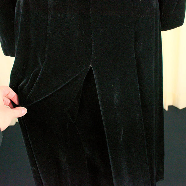 Vintage 1940s Black Velvet Collar Dress Cats Like Us