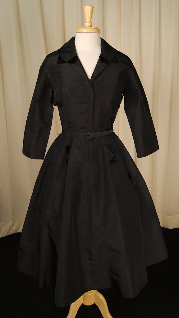black womens dresses Vintage 1940s Evening Dress Black Silk Chiffon Size M L Tall main image 1
