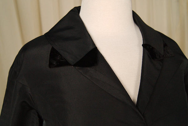 Vintage 1940s Black Velvet Detail Dress Cats Like Us