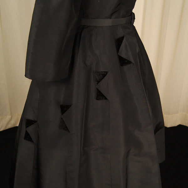 Vintage 1940s Black Velvet Detail Dress Cats Like Us