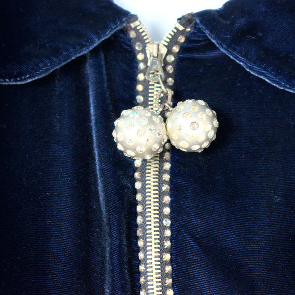 Vintage 1940s Blue Velvet Bias Dress Cats Like Us