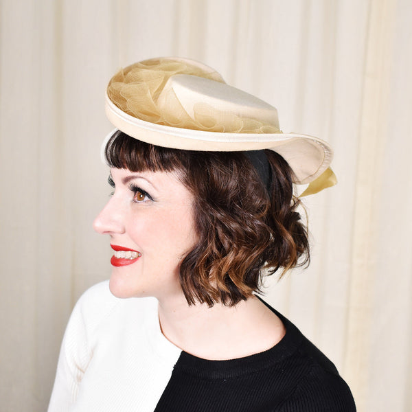 Vintage 1940s Cream Suitor Hat Cats Like Us