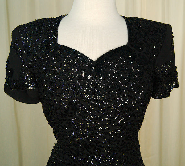 Vintage 1940s Sweetheart Sequin Dress Cats Like Us