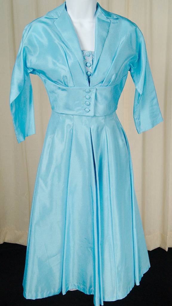Vintage 1950s Baby Blue Dress Suit XS  Cats Like Us