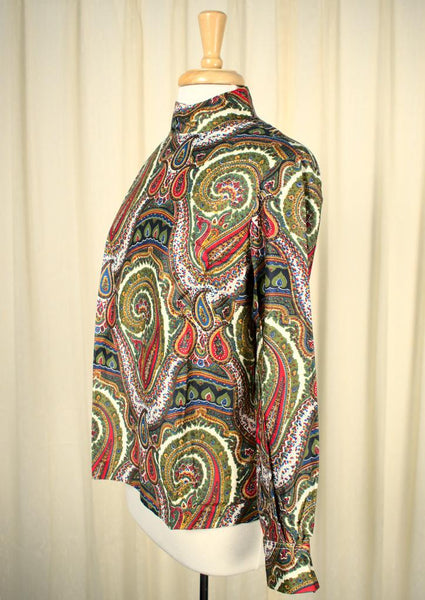 Vintage 1950s Back Button Paisley Top Cats Like Us