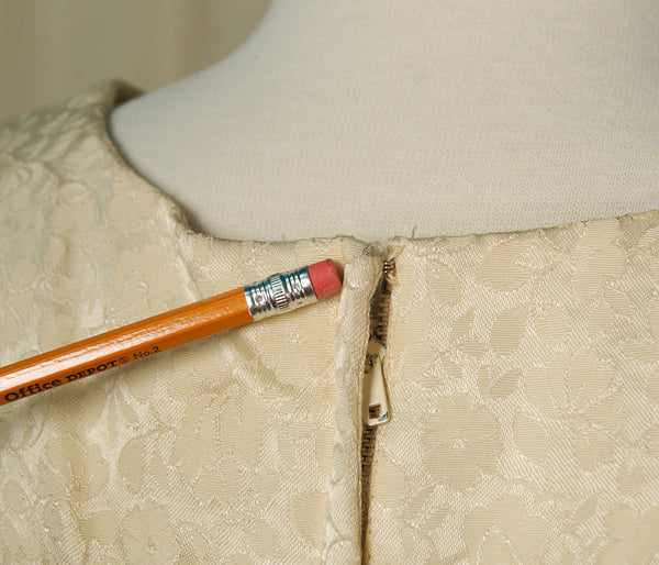 Vintage 1950s Beige Brocade Dress Cats Like Us