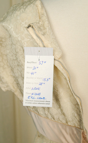 Vintage 1950s Beige Brocade Dress Cats Like Us