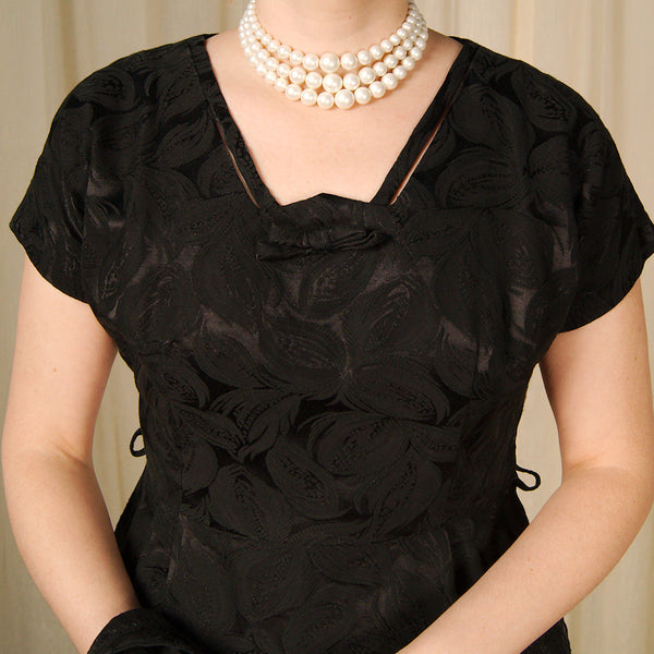 Vintage 1950s Black Brocade Dress Suit Cats Like Us