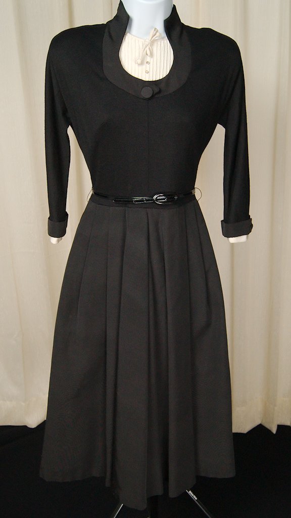 Vintage 1950s Black Dress w White Trim XS – Cats Like Us