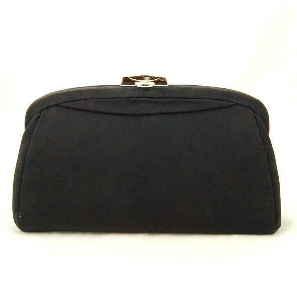 Vintage 1950s Black Fabric Clutch Bag Cats Like Us