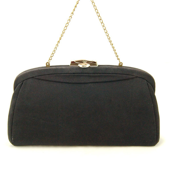 Vintage 1950s Black Fabric Clutch Bag Cats Like Us