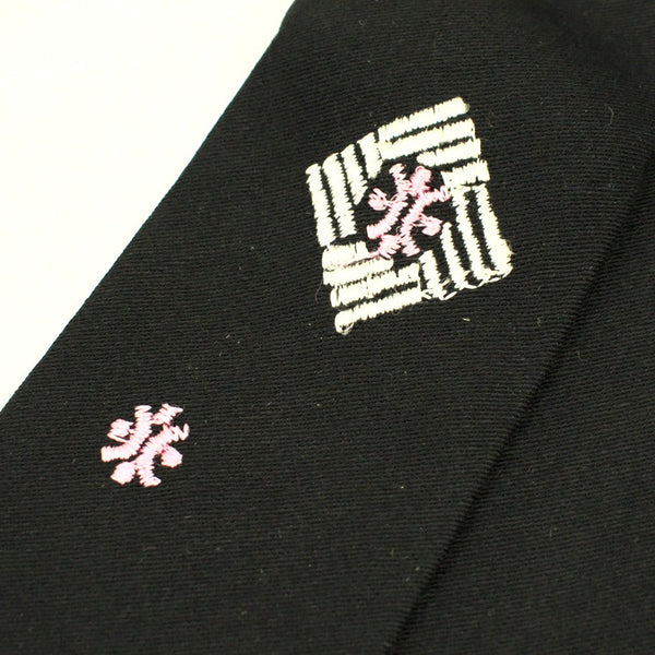 Vintage 1950s Black Pink Emb Skinny Tie Cats Like Us