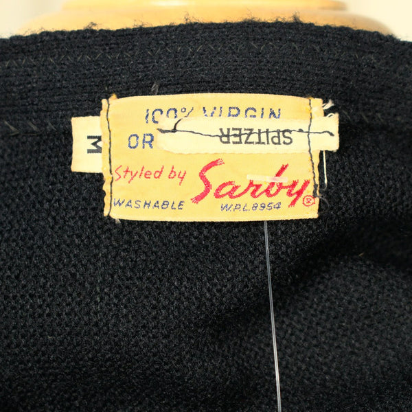 Vintage 1950s Black V Neck Cardigan Cats Like Us