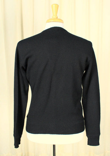 Vintage 1950s Black V Neck Cardigan Cats Like Us