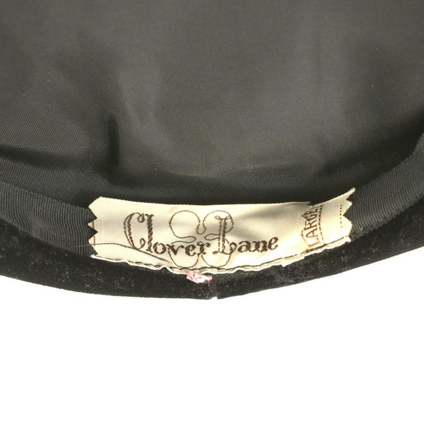 Vintage 1950s Black Velvet Hat w Veil Cats Like Us