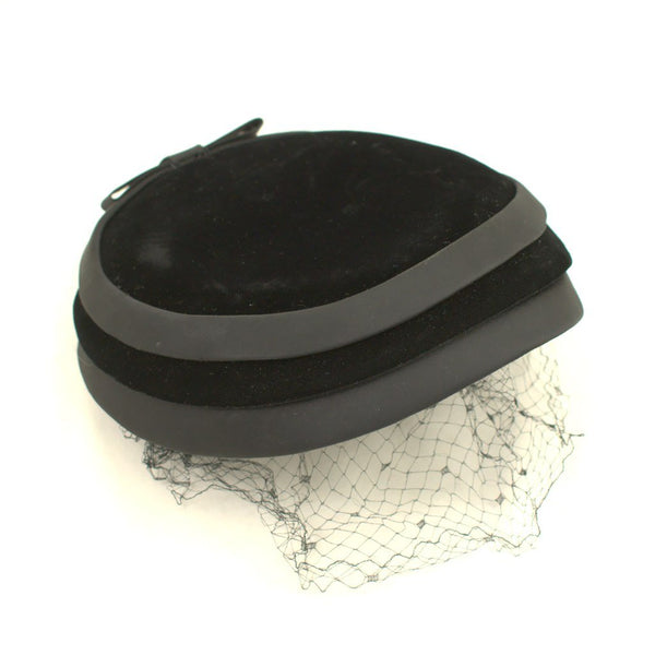Vintage 1950s Black Velvet & Satin Hat Cats Like Us
