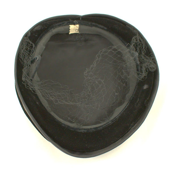 Vintage 1950s Black Velvet & Satin Hat Cats Like Us