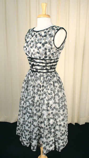 Vintage 1950s Black & White Swing Dress Cats Like Us