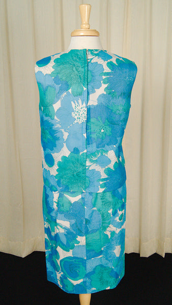 Vintage 1950s Blue Floral Dress Set Cats Like Us
