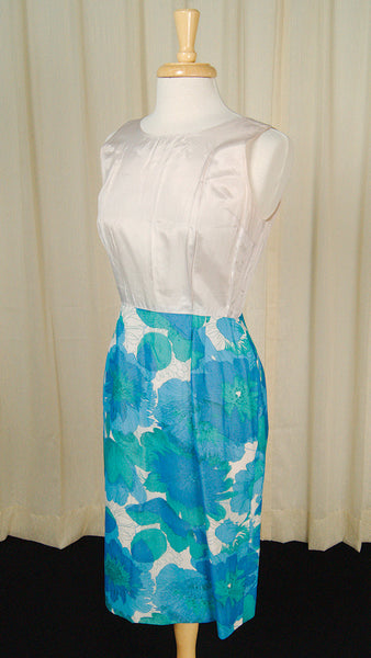 Vintage 1950s Blue Floral Dress Set Cats Like Us