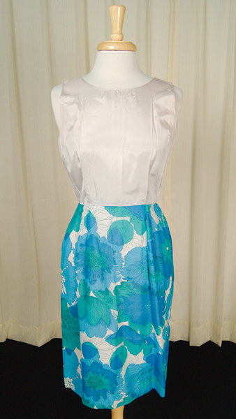 Vintage 1950s Blue Floral Dress Set Cats Like Us