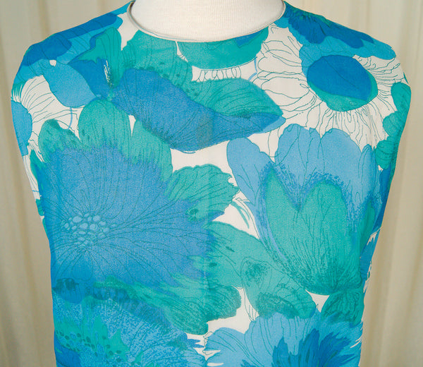 Vintage 1950s Blue Floral Dress Set Cats Like Us